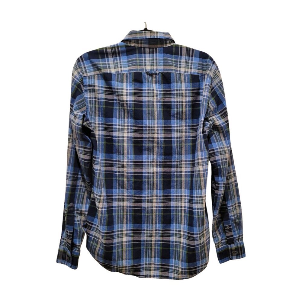 Vince Blue Plaid Button Front Cotton Shirt Small - Picture 3 of 5